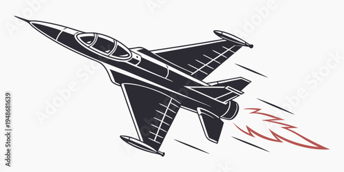 a black fighter jet flying through the air Vector