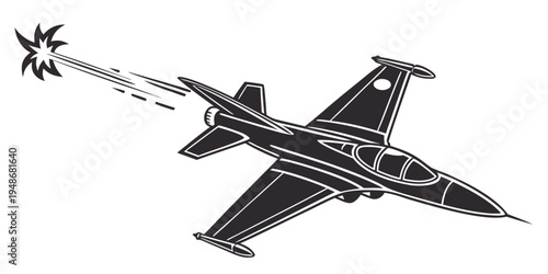 a fighter jet releasing a missile Vector