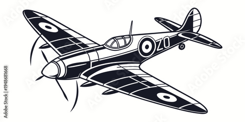 фотографія a black and white drawing of a vintage airplane Vector
