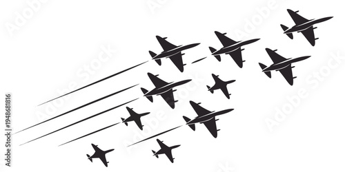 a group of jets flying in formation Vector