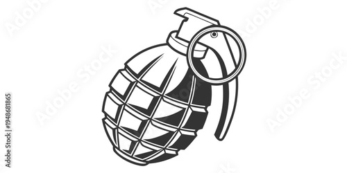 a hand grenade with a pin and safety lever Vector