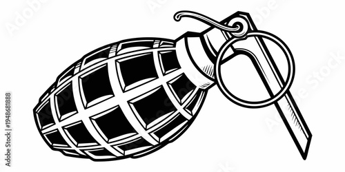 a hand grenade with a pin and safety lever Vector