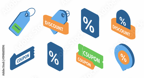 Discount Coupon Percent Icons.