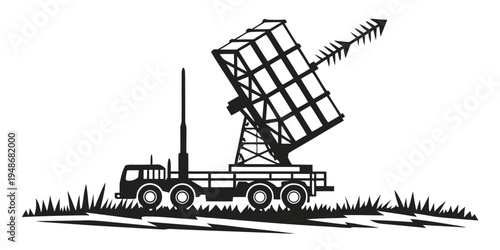 a large truck with a radar system on top Vector