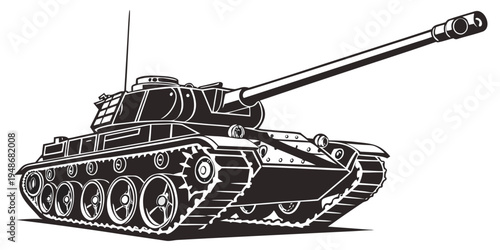 a black and white drawing of a tank Vector