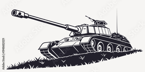 a black and white drawing of a tank Vector