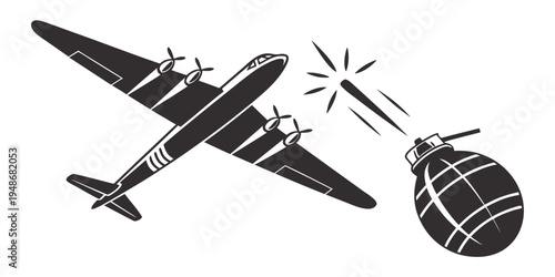 a bomber plane dropping a bomb Vector