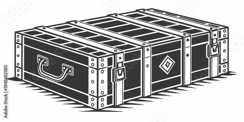 a large metal shipping container with a latch Vector