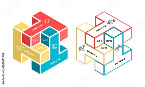 Vector triangle element for infographic set. infographic for presentation. Business concept with 3 options, parts, steps or processes. venn diagram 3 step.