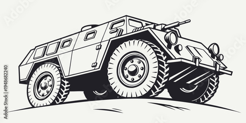 a military vehicle with a large gun on top Vector
