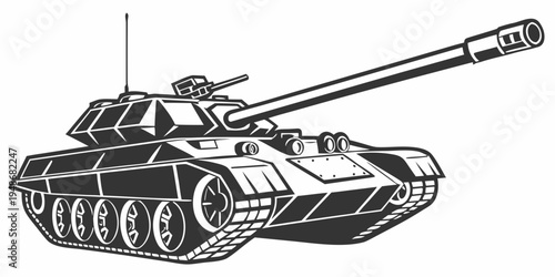 a black and white drawing of a tank Vector