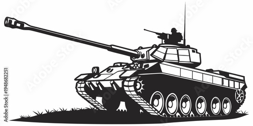a black and white drawing of a tank Vector