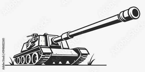 a large military tank with a long barrel cannon Vector
