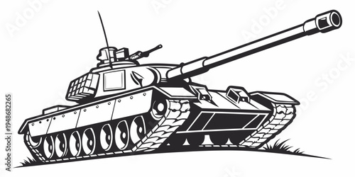 a black and white drawing of a tank Vector