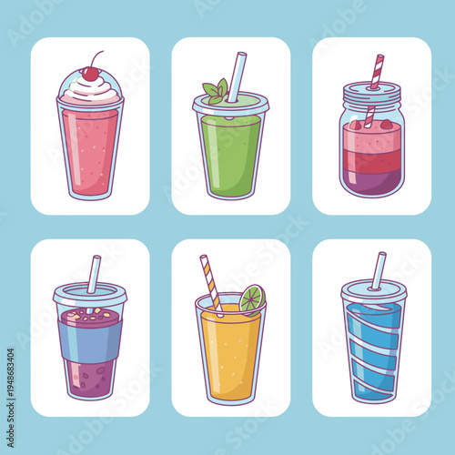 Coffee break concept illustration with coffee beans mill kettle cup and donuts arranged in a circle with flat vector design for cafe menu and branding