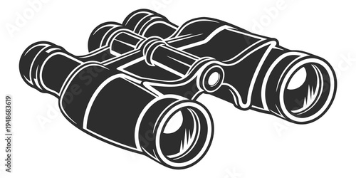 a pair of black binoculars with white outlines Vector