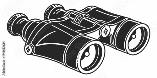 a pair of black binoculars with white outlines Vector
