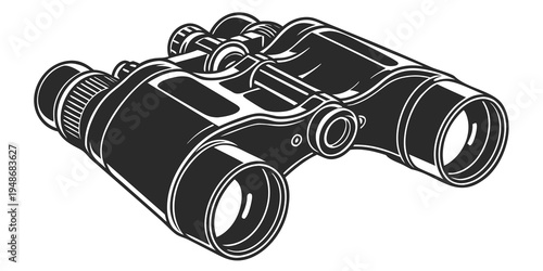 a pair of black binoculars with white outlines Vector