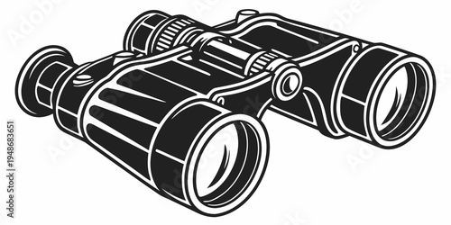 a black binocular with white outlines Vector