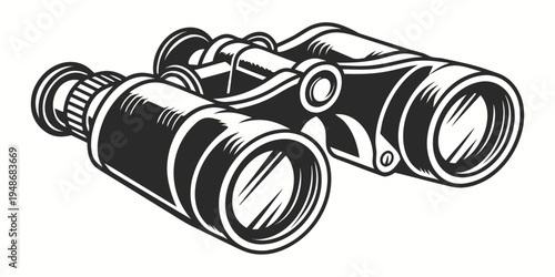 a pair of black binoculars with a detailed design Vector