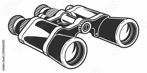 a pair of black binoculars with a white outline Vector