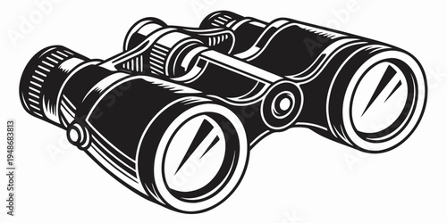 a pair of black binoculars with white accents Vector