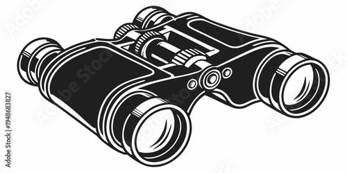 a pair of black binoculars with a detailed design Vector