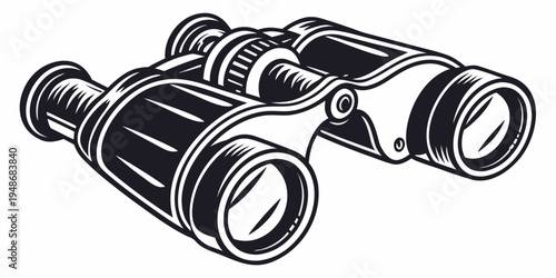 a pair of black binoculars with a detailed design Vector