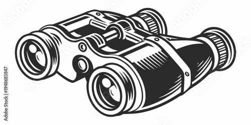 a pair of black binoculars with a strap Vector