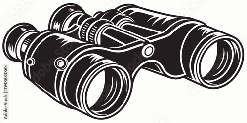 a pair of black binoculars with white outlines Vector