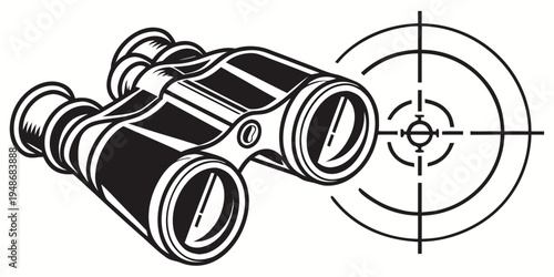 a pair of black binoculars with a target symbol Vector
