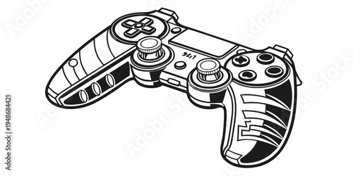 a drawing of a video game controller Vector