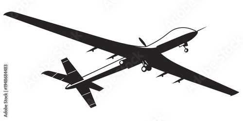 a black silhouette of a drone flying through the air Vector