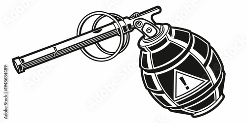 a drawing of a grenade with a long handle Vector