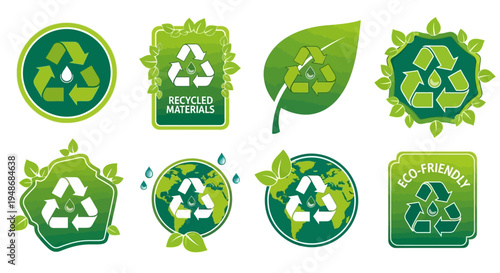 Set of 8 eco friendly vector icons