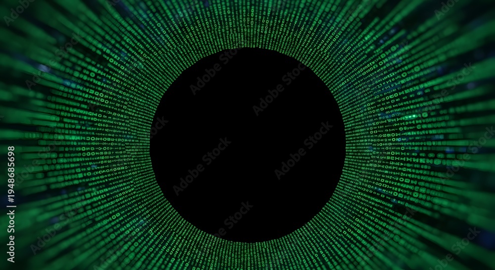 Fototapeta premium Abstract digital tunnel made of binary code stream