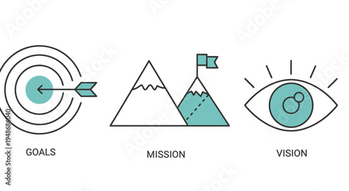 Illustration of Goals, Mission, and Vision: A Visual Metaphor for Business Strategy.