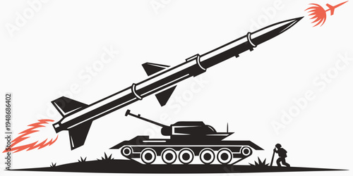 a missile launching from a military tank Vector