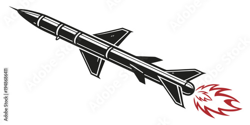 a missile with flames coming out of the back Vector