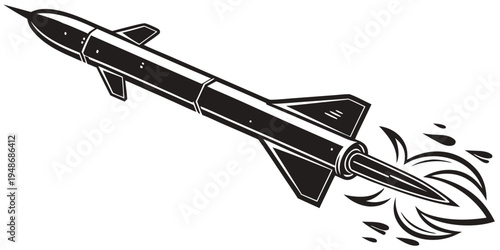 a black and white drawing of a missile Vector