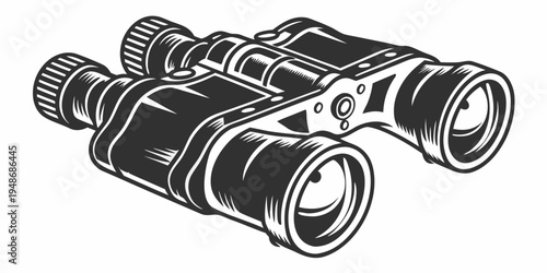 a pair of black binoculars with a detailed design Vector