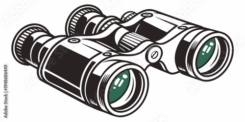 a pair of binoculars with green lenses Vector