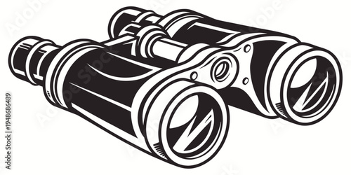 a pair of black binoculars with a detailed design Vector