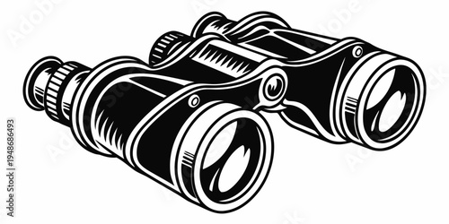 a pair of black binoculars with a detailed design Vector