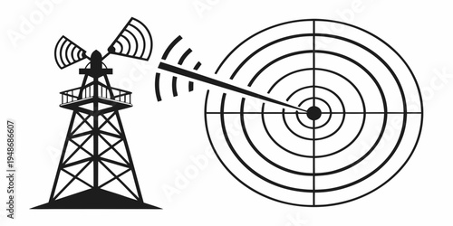 a tower with a satellite dish on top Vector
