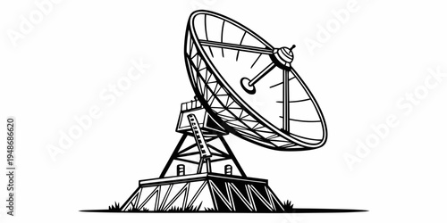 a large satellite dish on a mountaintop Vector