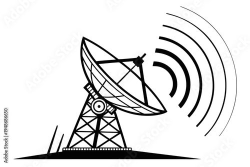 a large satellite dish on a tower Vector
