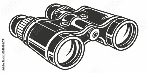 a pair of black binoculars with white outlines Vector