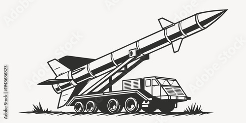 a large missile on a mobile launcher Vector