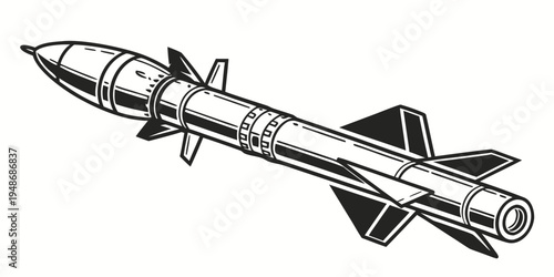 a missile with fins and guidance systems Vector